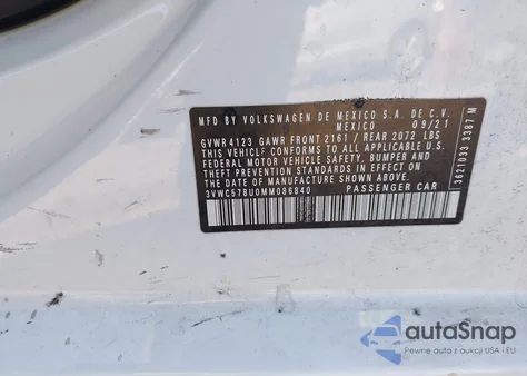 2021 Volkswagen Jetta 1.4T R-Line/1.4T S/1.4T Se из США, поврежденный, VIN 3VWC57BU0MM086840